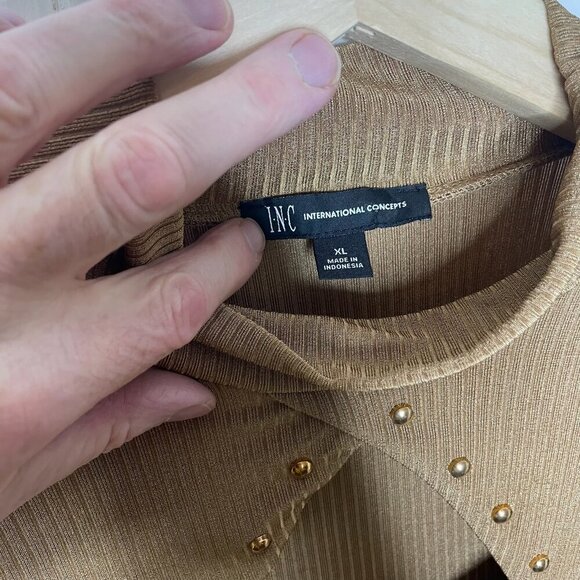 INC International Concepts Ribbed Top with Keyhole Cutout Size XL - Picture 3 of 4